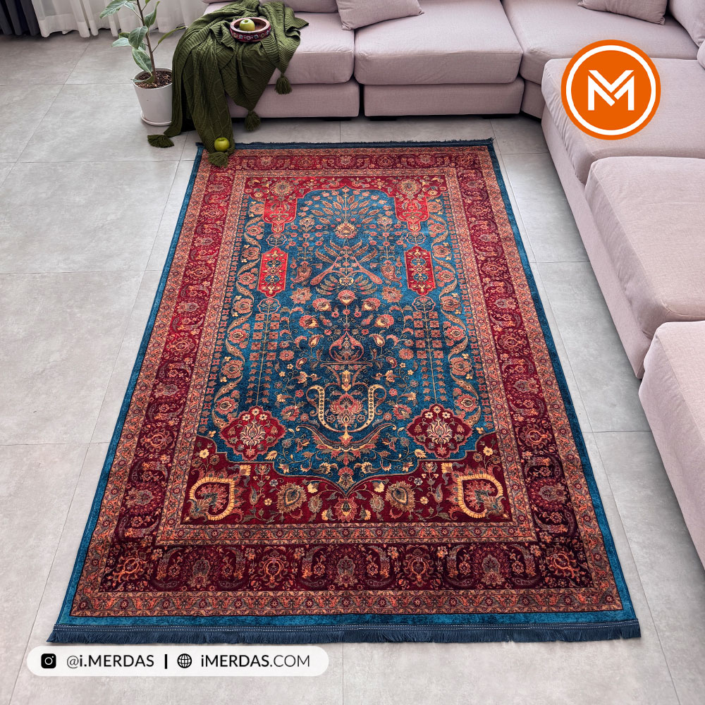 فرش کهنه نما کد 25NH0070 زمینه سبز